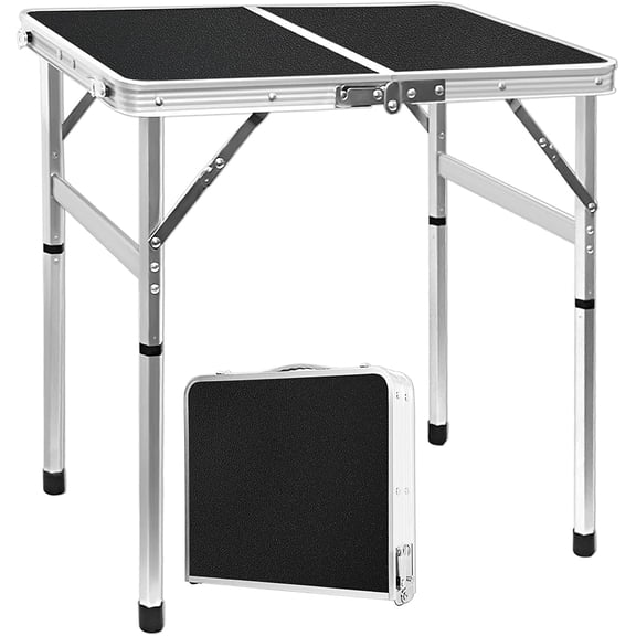 Small Folding Table 2ft Lightweight Camping Table Adjustable Height Portable Table Easy Set Up Beach Tables Collapsible Compact Folding Tables for Indoor Outdoor Picnic Party Hiking BBQ