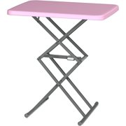Small Folding Table, Adjustable TV Tray, Portable Dinner Table, Lightweight, Zero Assembly, Easy to Fold and Storage, Sturdy Desk for Home Garden Office Indoor Outdoor Use, Pink