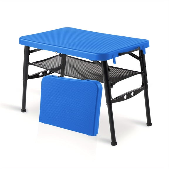 Small Folding Table Portable For Camping - Adjustable Height Lightweight Foldable Table With Nets For Outdoor Cooking, Picnic, Beach, Travel