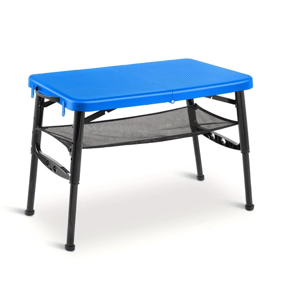 Small Folding Table Portable for Camping - Adjustable Height Lightweight Foldable Table with Nets for Outdoor Cooking, Picnic, Beach, Travel