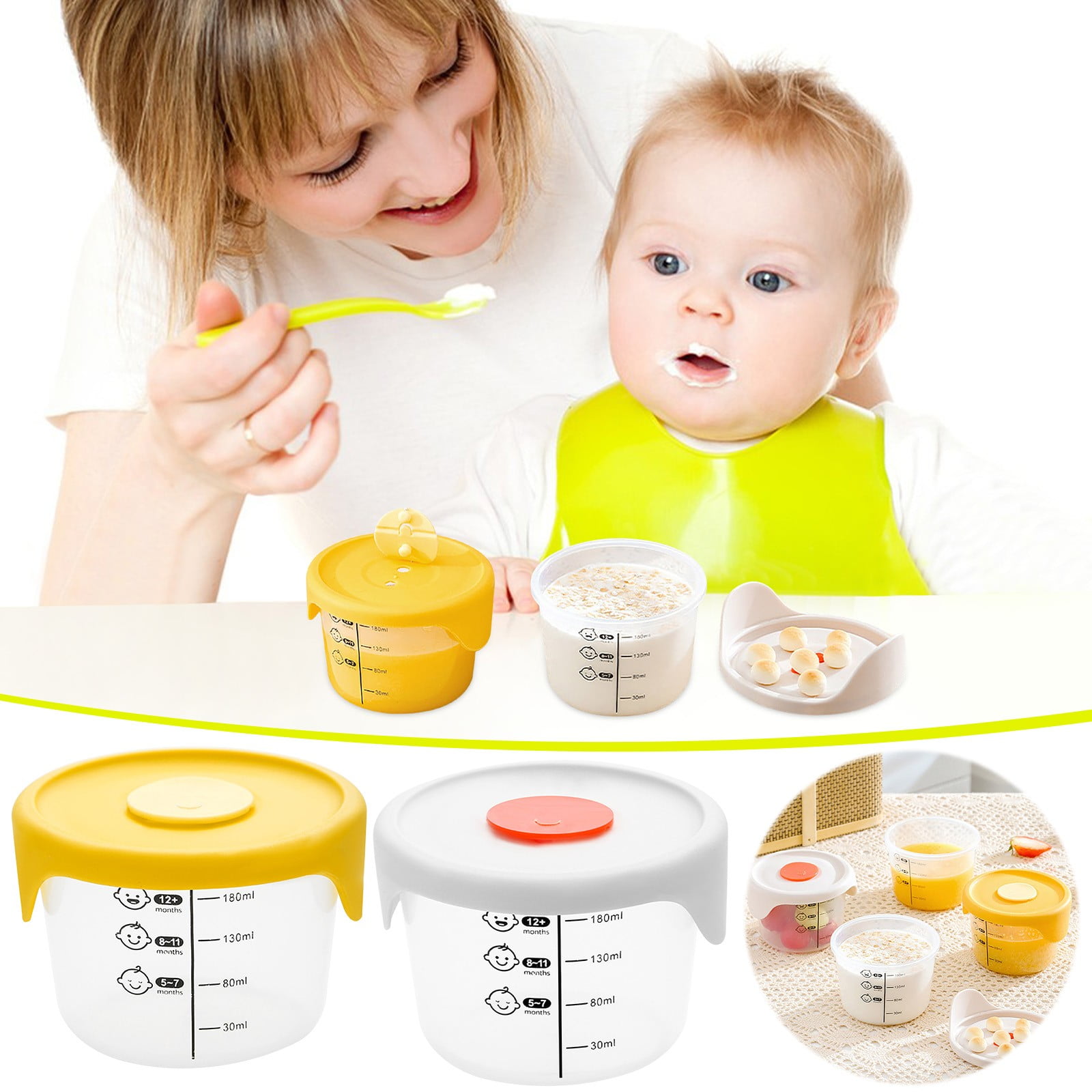 Small Food Containers with Lids Set of 8, 4pcs 3oz & 4pcs 5oz Leakproof