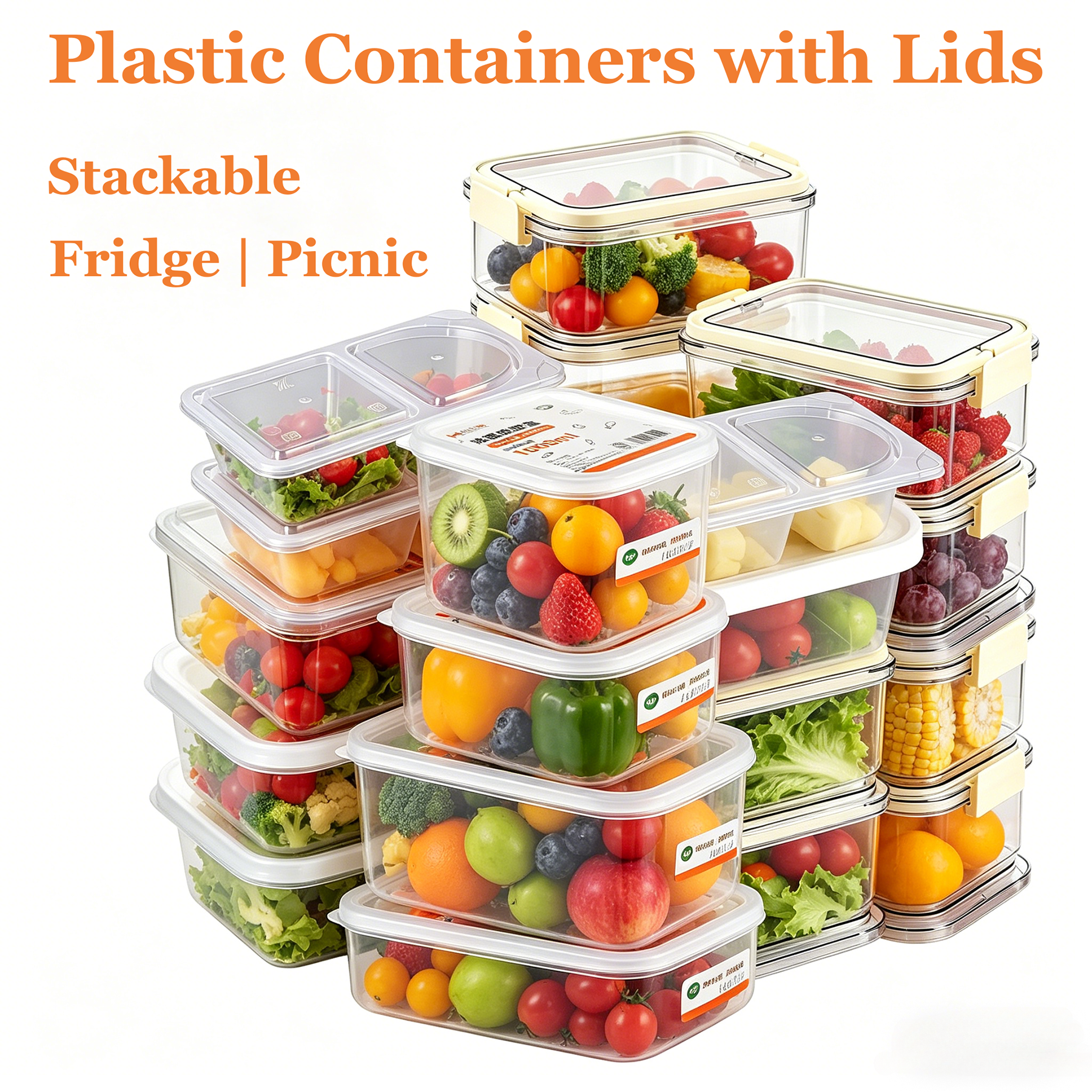 Small Food Containers with Lids, Transparent Rectangular Plastic Food Storage Containers for Kitchen, Keep Grains and Pulses Fresh, Airtight for Snacks and Dried Goods, AKLJWH - #04 Clear - 1PC