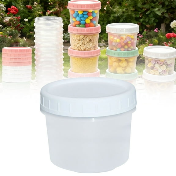 Small Food Containers Yogurt Containers with Lids Overnight Oats Containers with Lids Sauce Containers Soup Freezer Containers Freezer Containers for Soup Small Plastic Containers White, 200 ml