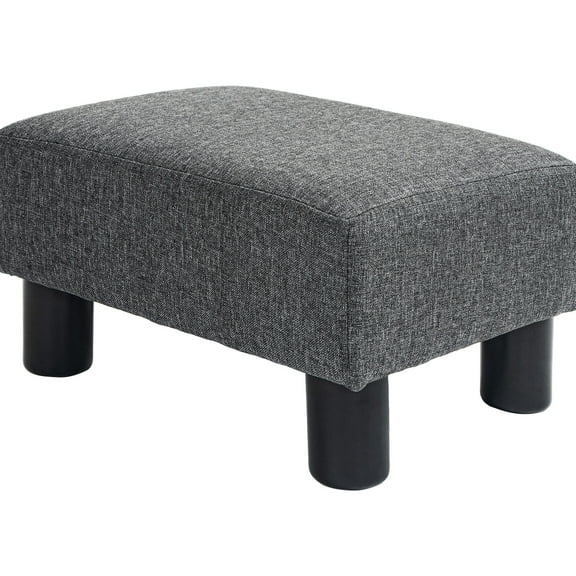 Small Foot Rest In Charcoal Gray, Linen Upholstery, Comfortable And Stylish For Living Room Gray Rest, Covered, Any Decor,