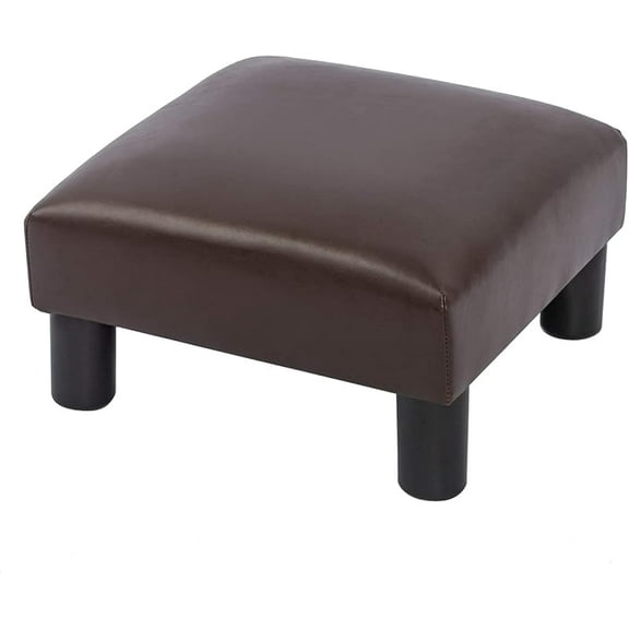 Small Foot Rest Stool Ottoman, 15" Fabric Square Short Low Footstool Upholstered Footrest for Chair, Under Office Desk, Living Room, Navy Blue