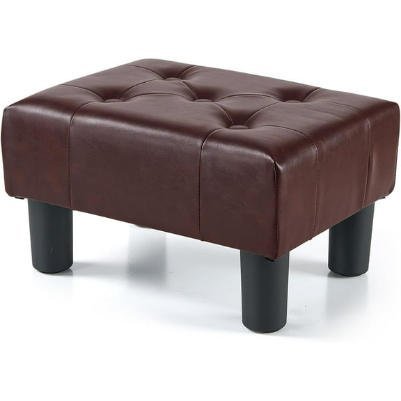 Small Foot Stool Ottoman, Footstool with Legs, Teddy Velvet Foot Rest for Living Room, Bedroom and Office, Grey