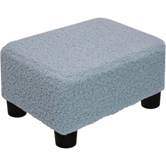 Small Foot Stool Ottoman Footstool with Legs Under Desk Footrest for Living Room Bedroom and Office, Soft Blue