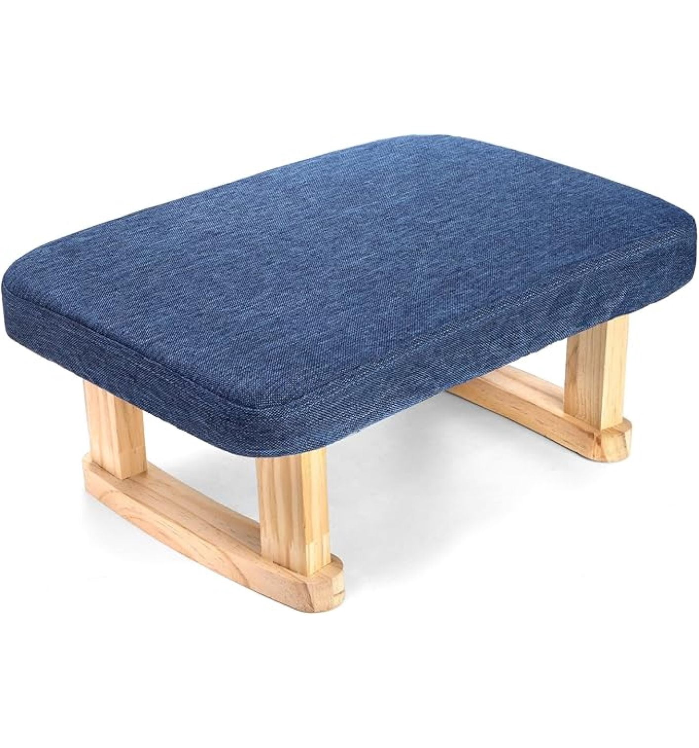 Small Foot Stool Ottoman - Rectangle Fabric Footrest with Wood Legs, 6. ...
