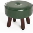thumbnail image 1 of 13in Small Foot Stool Ottoman, Round Faux Leather Foot Rest for Couch, Under Desk Pouf Footstool Footrest with Non-Skid Rubber Legs for Ling Room, Bedroom, 13''L x 13''W x 10.2''H, Green, 1 of 18