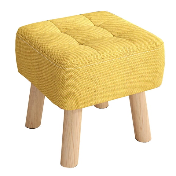 Small Foot Stool Ottoman Square Linen Footrest For Couch Soft Sofa Stool With Sponge Padded Seat Under Desk Pouf Ottoman With Non-Skid Legs For Living Room, Bedroom