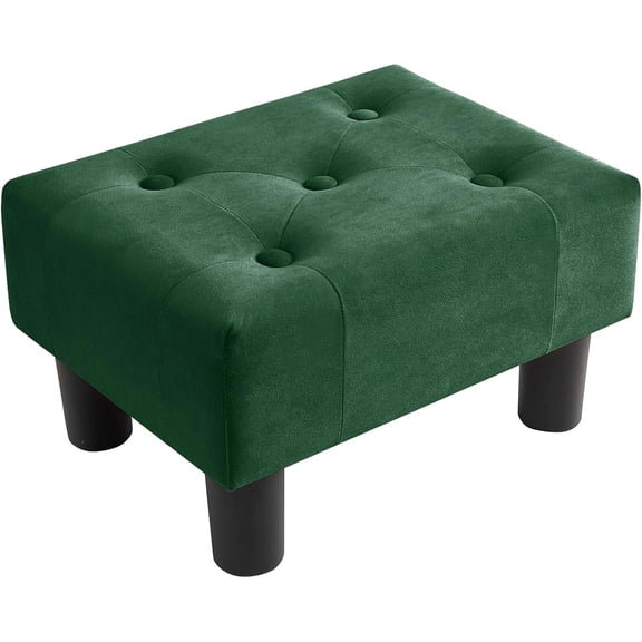 Small Foot Stool Ottoman, Velvet Ottoman Foot Rest with Legs, Rectangle Foot Rest for Couch, Footstools and Ottomans Small for Living Room and Entryway (Green)