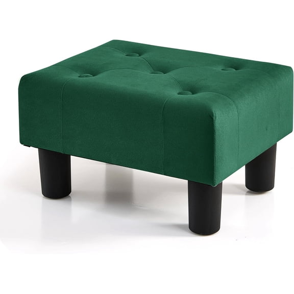 Small Foot Stool, Velvet Foot Stools with Legs, Stable Small Footstool for Living Room, Dark Green