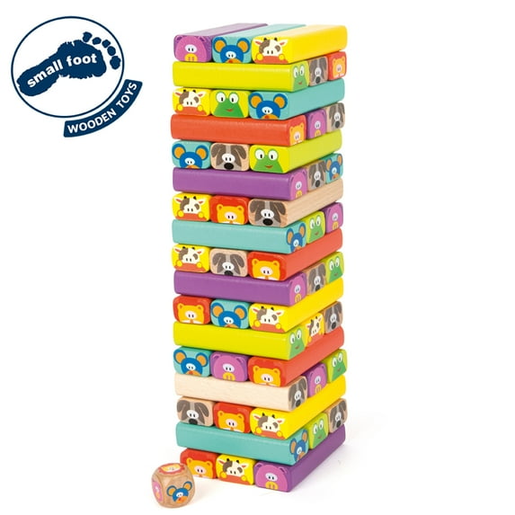 Small Foot Wooden Toys - Classic Tumbling Tower Wobbling Wild animal Game