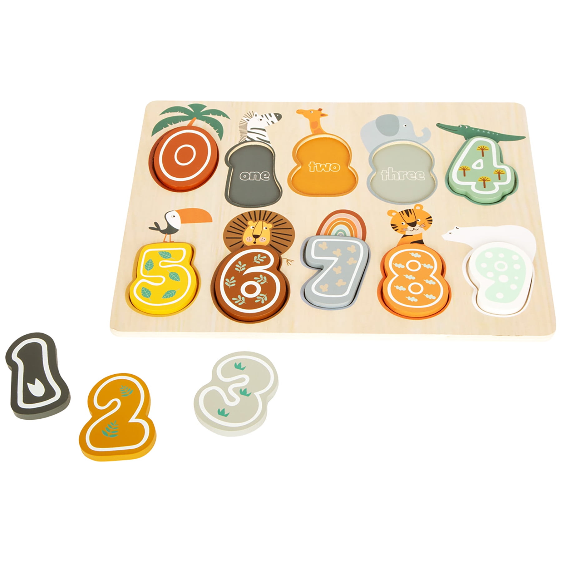 Small Foot Wooden Toys Safari Themed Number Puzzle Designed for Children Ages 12+ Months
