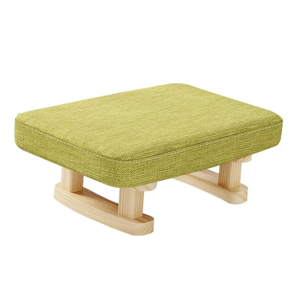 Small Footstool Foot Rest with Wooden Legs, Rectangle Chair Step Stool Padded Foot Stool Small Ottoman for Guest Room Bedroom Green