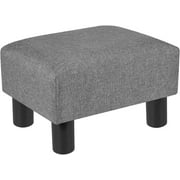 Small Footstool Ottoman Footrest Modern Home Living Room Bedroom Rectangular Stool with Padded Seat (Fabric Dark Gray)