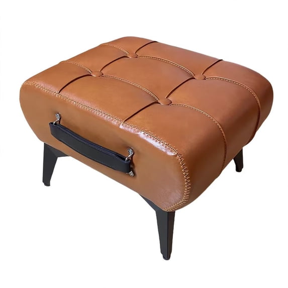 Small Footstool Ottoman - Stylish and Functional Modern Faux Leather Footrest for Extra Seating in Living Room, Entryway, or Office