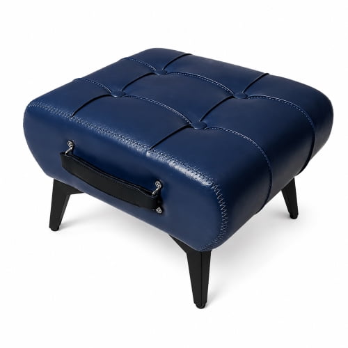 Small Footstool Ottoman - Stylish and Functional Modern Faux Leather Footrest for Extra Seating in Living Room, Entryway, or Office
