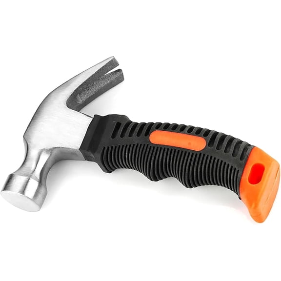 Small Forged Steel Claw Hammer, 1 Pcs 11.6 Oz Tack Stubby Hammer with Leather Handle for Pulling Out and Driving Nails (1)