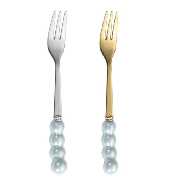 Small Forks 2Pcs Stainless Steel Appetizer Forks with Pearl Handle（5.24×0.59in）