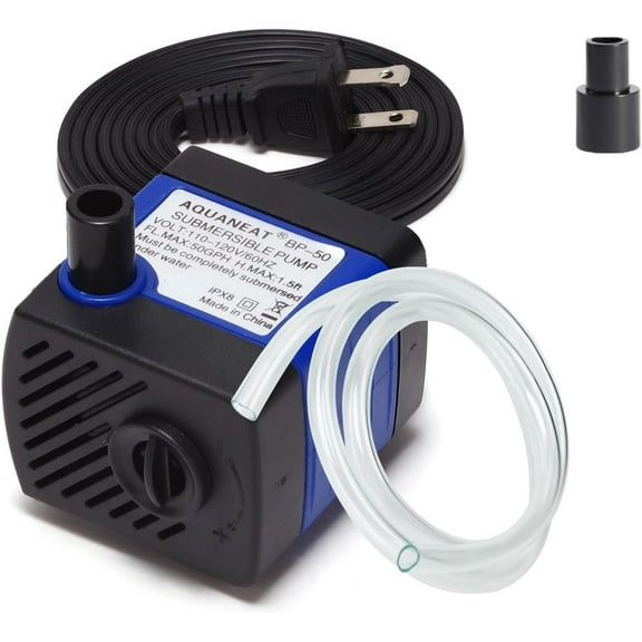 Small Fountain Pump, 50 GPH Mini Submersible Water Pump with 3.3 ft Tubing, for Aquarium Fish Tank, Pet Water Fountain, Hydroponics, Pond Waterfall