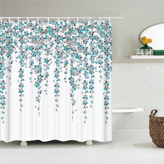 Small Fresh Floral leaves Flowers Shower Curtain Bathroom Waterproof Polyester Multi-size 3D Print Curtains for Bathroom Shower