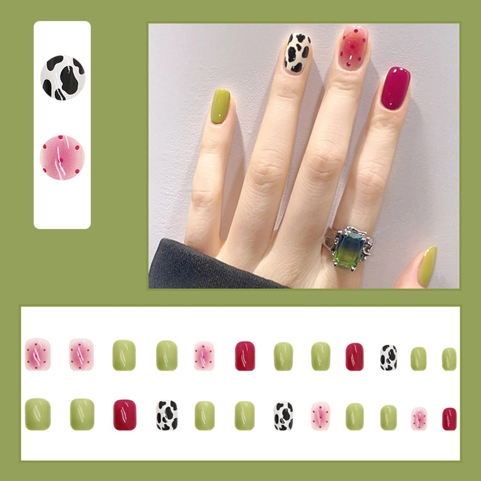 Small Fresh Nail Patch Wearing Nail Products Can Be Cow Pattern Nail