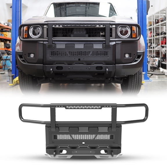 Small Front Bumper Upper Part & Lower Part for 2024-2025 Toyota Land Cruiser,Heavy Duty Steel Full Width Front Bumper with Bull Bar