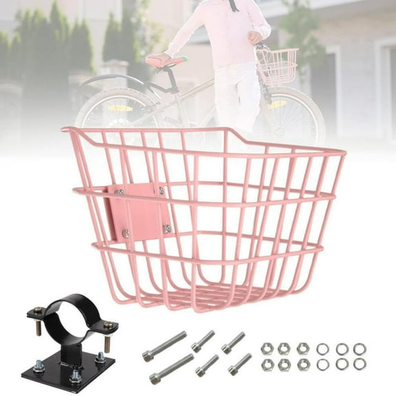 Small Front Scooter Basket with Fixed Holder for Bicycles – 2 Gallons, Rust-Resistant (Pink)