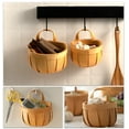 thumbnail image 1 of Small Fruit Basket Woven Basket with Handle Round Natural Woodchip Basket Wooden Woven Basket Empty Rattan Decorative Storage Container Hanging Wicker Baskets Seagrass Basket Hanging Basket, 1 of 6