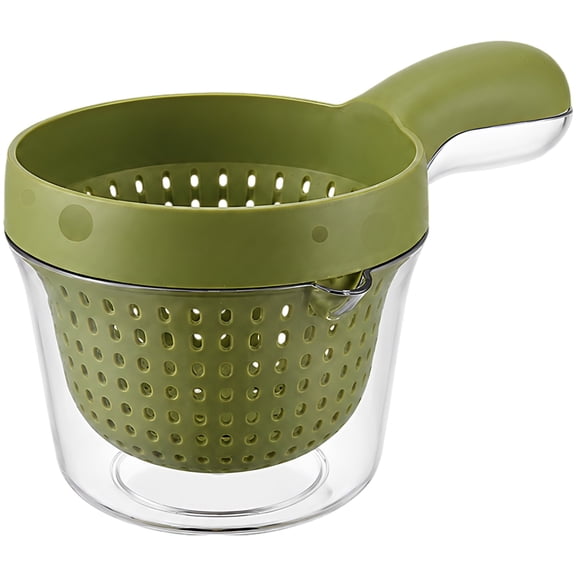 Small Fruit Colander and Dual Layer Draining Basket with Handle, Kitchen Rinser Container for Washing Berries and Grapes, Vegetable Strainer Bowl for Food Prep, Avocado Green