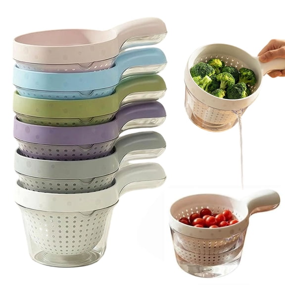 Small Fruit Colander,Dual Layer Draining Basket with Handle,Mini Berry and Tomato Washer,Vegetable Washing Bowl with Strainer,Kitchen Rinser Container for Fruits,Portable Strainer Bowl