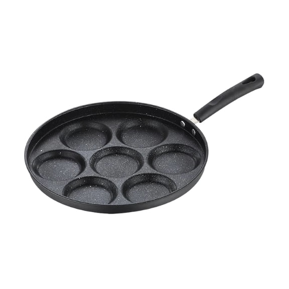 Small Frying Pan Nonstick for Eggs, Fried Egg Pan, 7 Cavity Round Mold, Marble Nonstick Cookware, Insulated Handle, 10 In, 1 Pc, Countertop Kitchen Use, Handheld Mini Skillet,