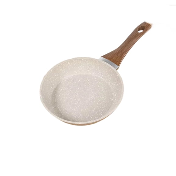 Small Frying Pan Nonstick, Induction Pan, 8 In, Wood Handle, Steak Searing, Pancake Baking, for Kitchen Cooking, Beige Speckle, 1 Pc