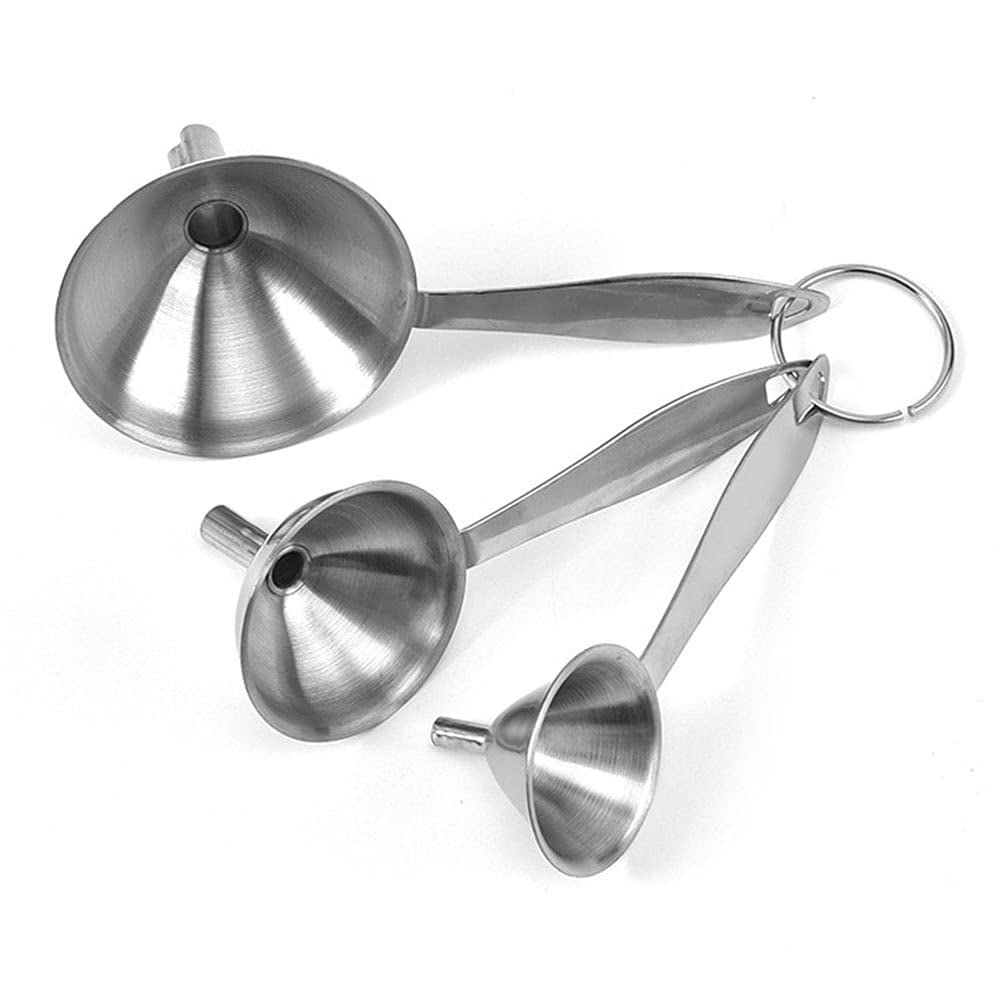 Small Funnels for Filling Small Bottles, 3 in 1 Metal Funnels for