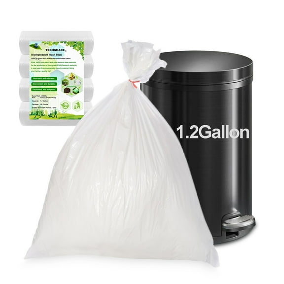 Small Garbage Bags 1.2 Gallon, 80 Counts Biodegradable Trash Bags Mini Trash Can Liners(Unscented)