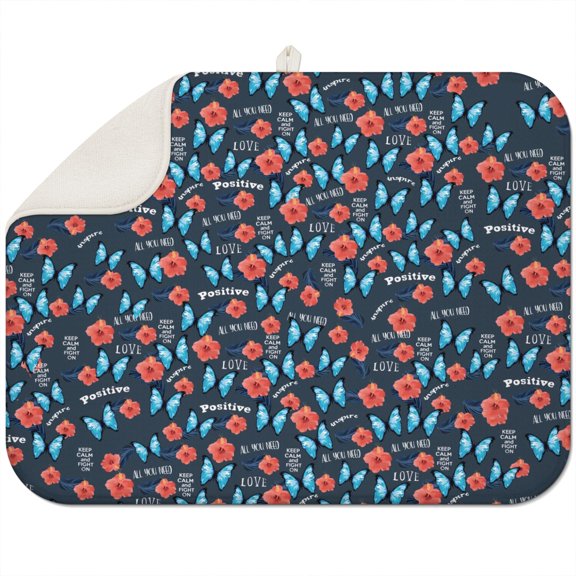 Small Garden Floral Drying Pad Quick Dry Non-Slip Machine Washable Countertop Mat