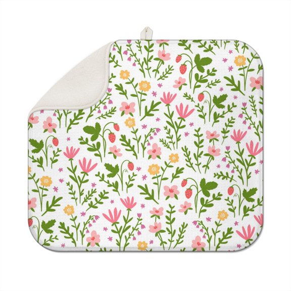 Small Garden Floral Drying Pad Quick Dry Non-Slip Machine Washable Countertop Mat