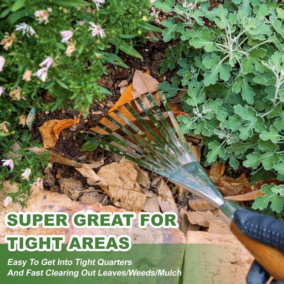Small Garden Rake 14.6'' for Tight Areas