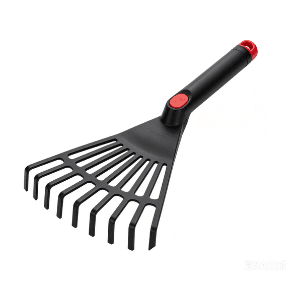 Small Garden Rake, Plastic Leaf Rake with Handle for Flower Beds & Outdoor Gardening