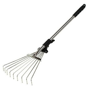 KAMIDA Adjustable Metal Rake for Leaves,Garden Dethatcher Yard Rake ...