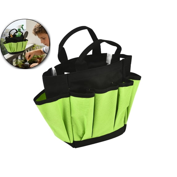 Small Garden Tool Bag Waterproof Gardening Hand Tool Storage Bag Heavy Duty Oxford Tote Organizer Bag with 8 Pockets, Garden Utensil Handbag for Women Men