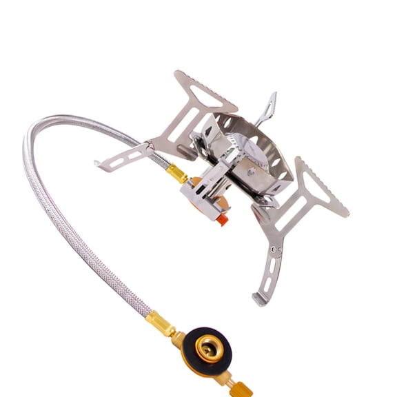 Small Gas Stove with Bearing Base Metal Texture Suitable for Picnics Backpacking and Wilderness Outdoor Activity