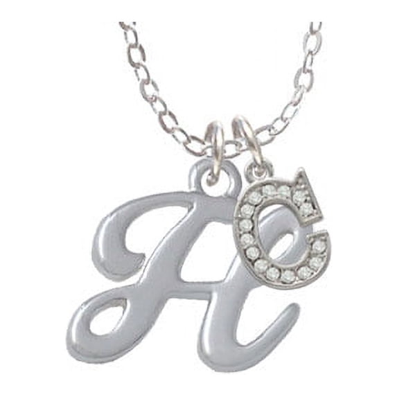Small Gelato Script Initial - H - C - Crystal Initial Sophia Necklace, 18"+1"