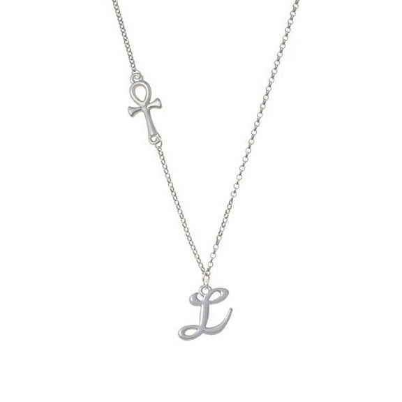 Small Gelato Script Initial - L - Delicate Ankh Necklace