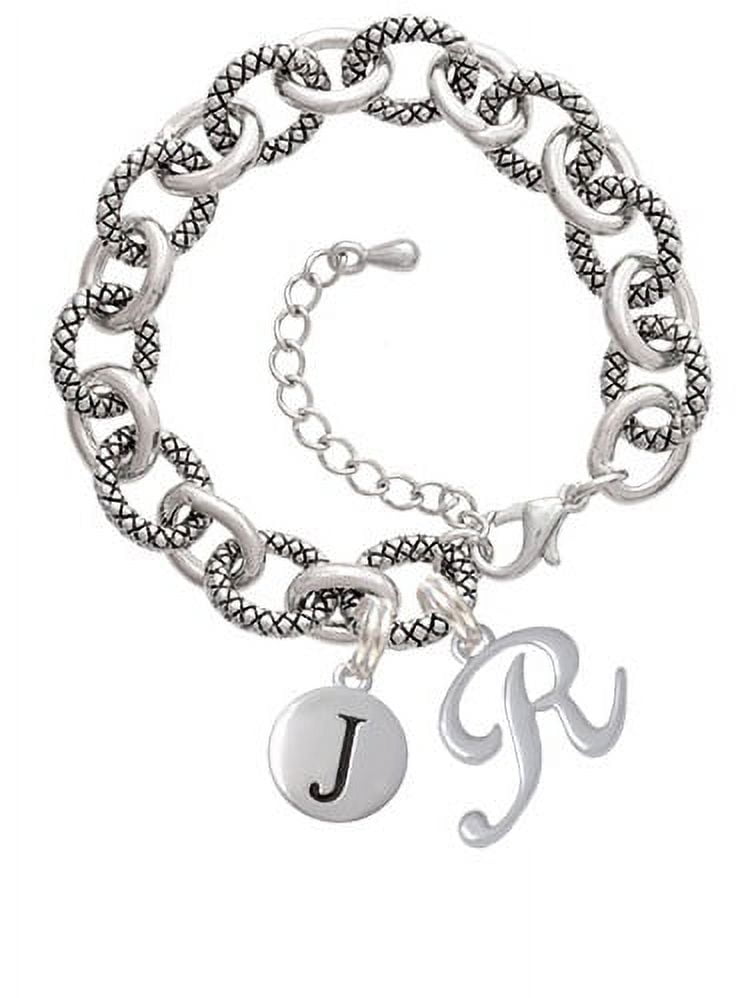 Silver My Script initials - Letter S Circle Charm Braided Bracelet