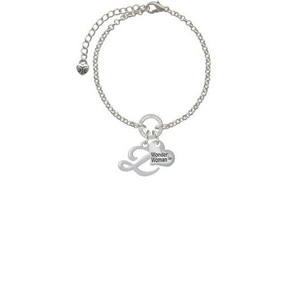 Small Gelato Script Initial - Z - Wonder Woman You Are Loved Circle Bracelet