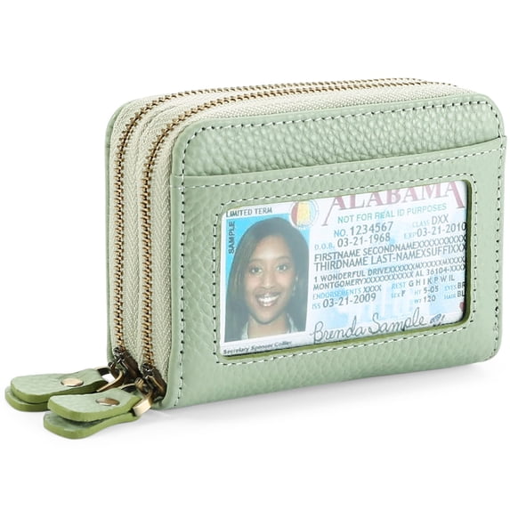 MINKUROW Small Genuine Leather Wallet for Women,RFID Blocking Credit Card Holder Wallet ( Light Green)