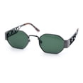 thumbnail image 1 of Small Geometric Sunglasses Octagon Metal Frame Lattice Arm Retro Y2K UV400 Gunmetal Frame - Green Lens, 1 of 6