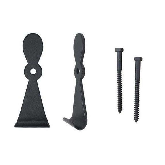 Small Georgetown Shutter Dog with Lag Bolt, Black - Set of 2